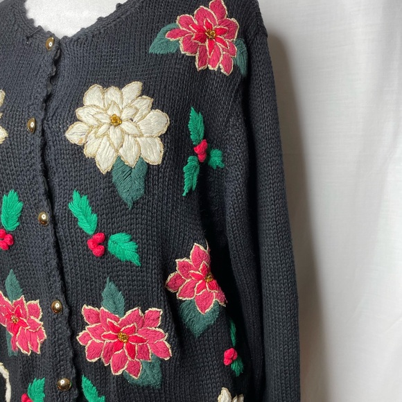 Béchamel Holiday Poinsettia Cardigan -Size PL - Picture 4 of 6